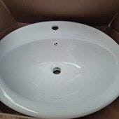 *****CLEARANCE***** Oval Gloss White Drop-In Ceramic Basin 560*480*150mm with Overflow