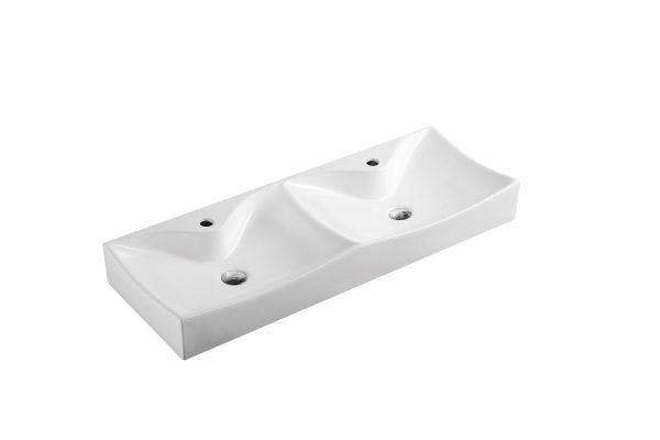Lusso 111 High Gloss White Ceramic Double Bowl Basin
