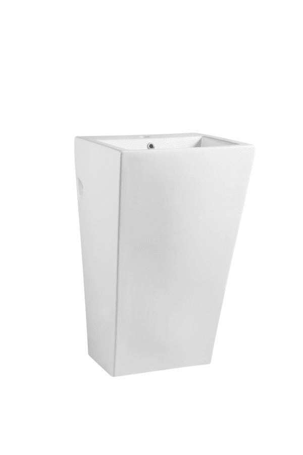 Zento 51 High Gloss White Freestanding Rectangular Pedestal Basin