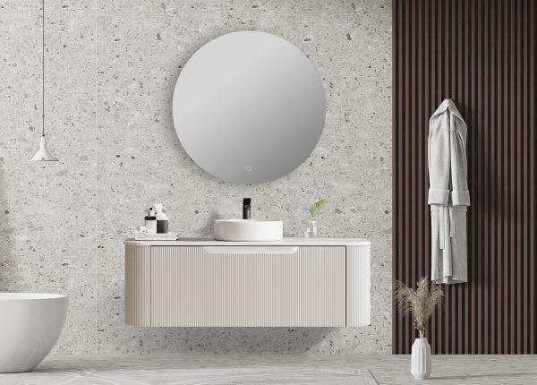Rome Fluted 1200mm Wall-hung Cabinet with White Quartz stone top